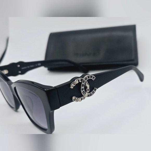 CHANEL SUNGLASSES CAT EYE BLACK CH5456 - Picture 1 of 16